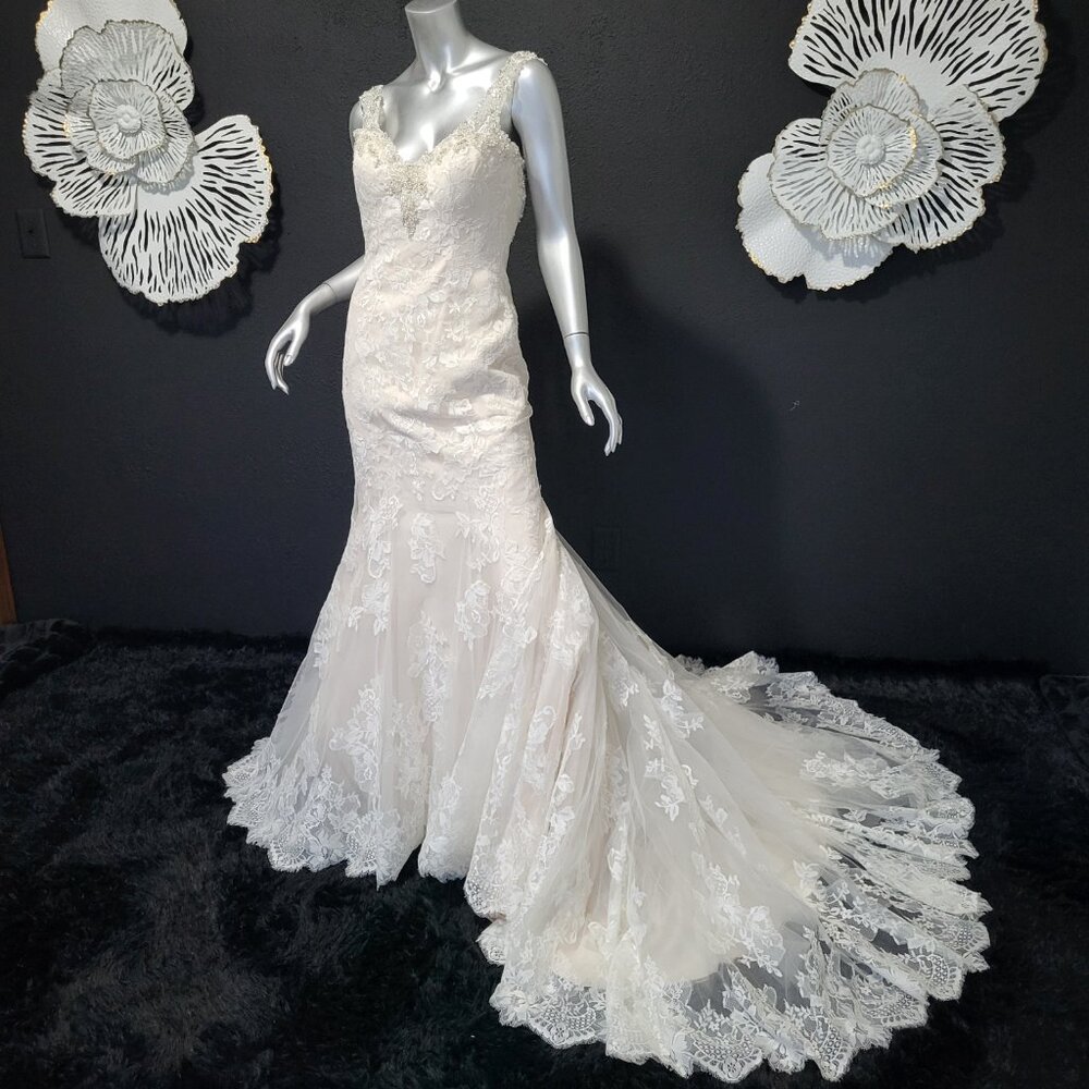 NWT~$2750~KENNETH WINSTON~4/6~IVORY EMBELLISHED LACE WEDDING DRESS BRIDAL GOWN